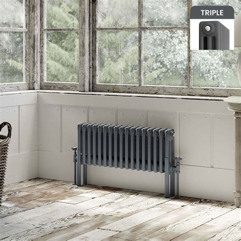 Athens Anthracite Traditional Triple Column Horizontal Radiator