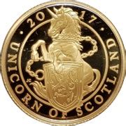 Queens Beasts Unicorn Of Scotland Gold Proof Quarter Ounce Coin