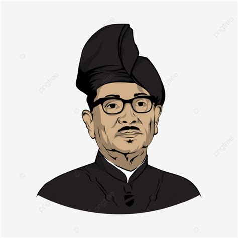 Tunku Abdul Rahman Putra In Tanjak Color Illustration Vector Tunku