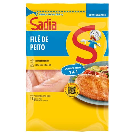 Filé de Peito de Frango Congelado sem Pele sem Osso Sadia 1kg BIG BOX