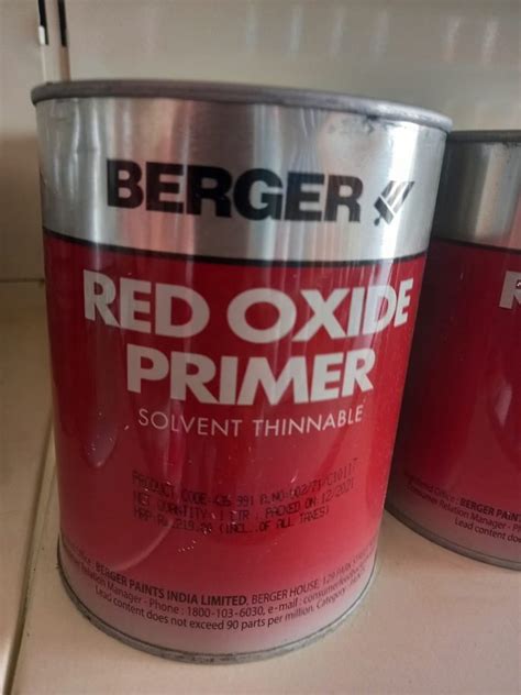 Berger Red Oxide Primer Solvent Thinnable Ltr At Litre In Adilabad