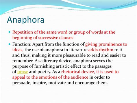 50 Anaphora Poetry Definition