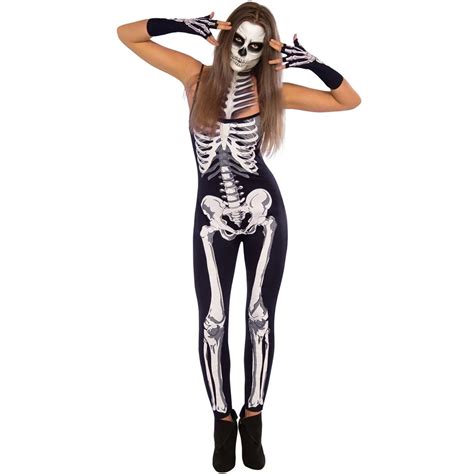 Fashion Sexy Women Halloween Party Cosplay Skeleton Jumpsuit Skull