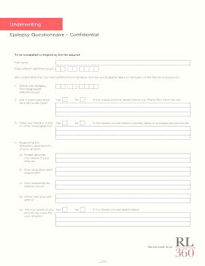 Fillable Online Epilepsy Questionnaire Confidential Fax Email Print