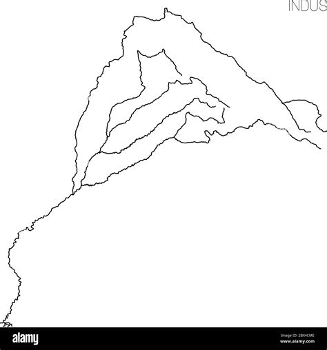 Map of Indus river drainage basin. Simple thin outline vector illustration Stock Vector Image ...