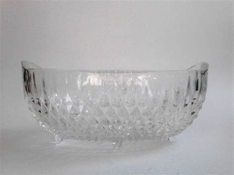 Vintage Indiana Glass Diamond Point Footed Oval Crystal Clear Etsy