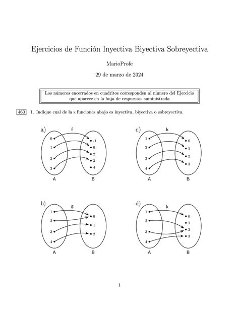 Ejercicios Resueltos de Función Inyectiva Biyectiva y Sobreyectiva