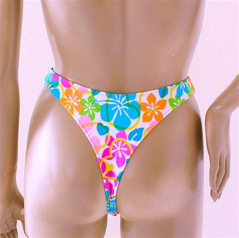 S S High Leg Thong Bikini Bottom And Triangle Bikini Top Etsy