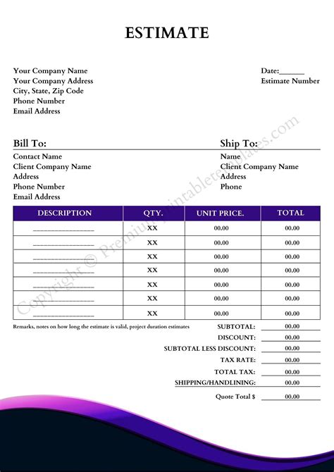 Estimate Template In Word Pdf And Excel Pack Of 3