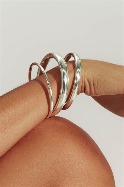 Medium Sterling Silver Open Cuff Bracelet Naked Wardrobe In 2024