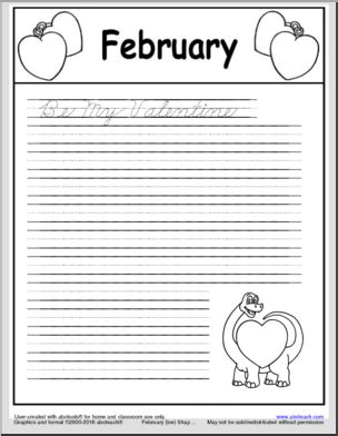 February Handwriting Packet - ZB Style Font - Cursive Handwriting Practice