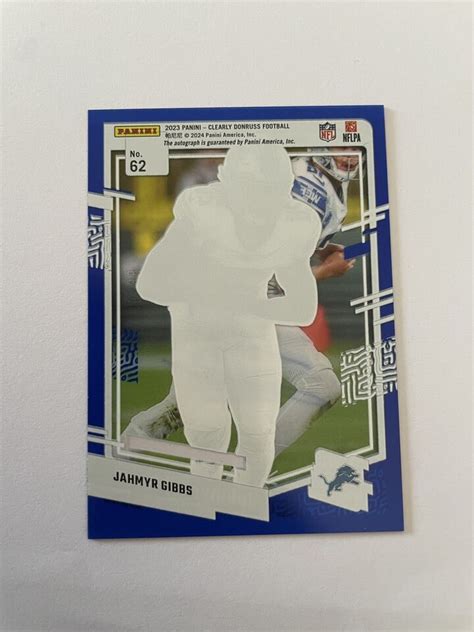 Jahmyr Gibbs 2023 Panini Clearly Donruss Detroit Lions Blue Rc Rookie