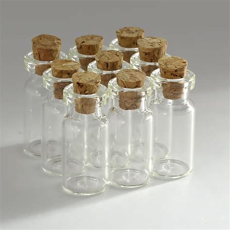 Pcs Ml Empty Sample Vials Clear Glass Bottles With Corks Jars Small