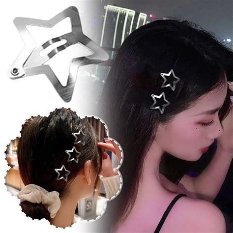 Star Hair Clip Hair Pin Metal Five Pointed Star Sweet Cool Gx Clip