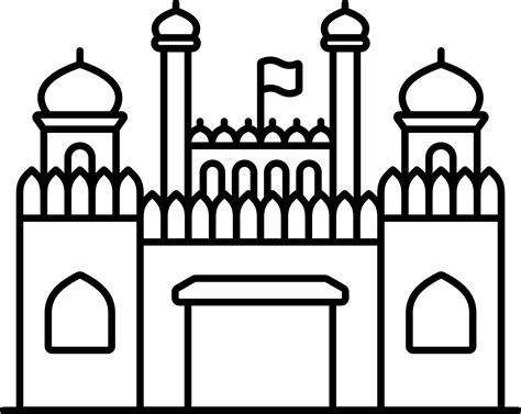 Isolated Red Fort Icon In Black Outline. 24154663 Vector Art at Vecteezy