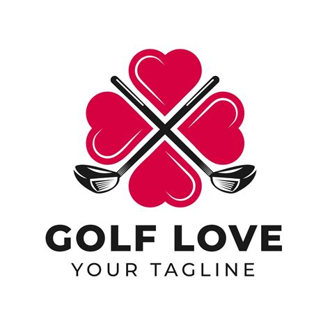 Illustration Of Crossed Golf Clubs With Icon Love Symbol Sports Logo