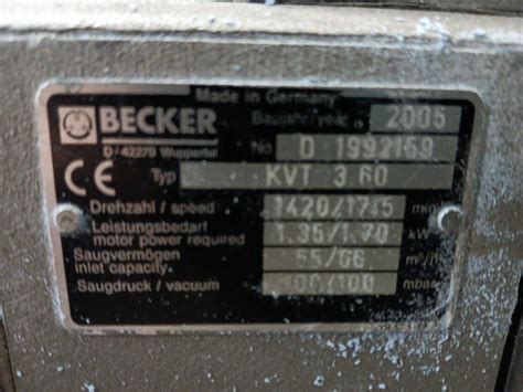 Becker Kvt Rotary Vane Vacuum Pump Hp Scfm In Hg