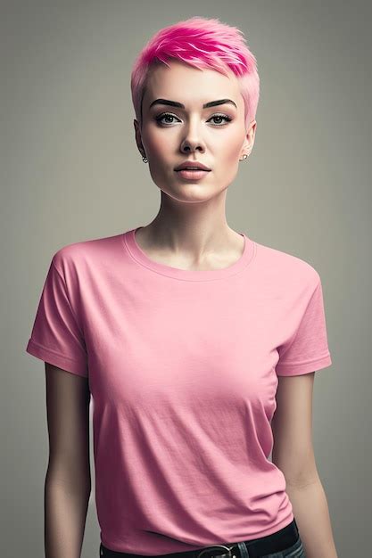 Premium Photo A Woman With A Pink Pixie Cut