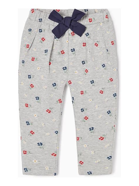 Pantalon de Jogging en Coton Bébé Fille Fleurs ALPINE LUXURY Gris