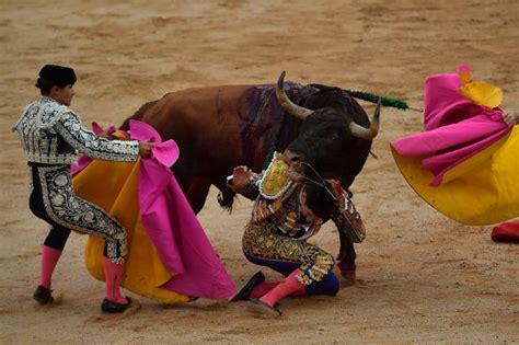 Spanish Bullfighter Lopez Simon Pushed By Editorial Stock Photo Stock