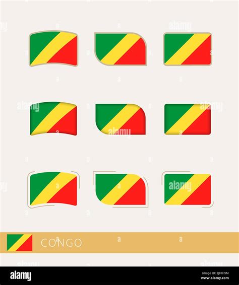 Vector Flags Of Congo Collection Of Congo Flags Vector Icon Stock