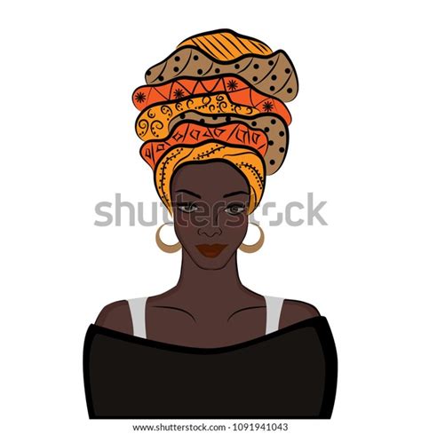 African American Girl Black Woman Turban Stock Vector Royalty Free