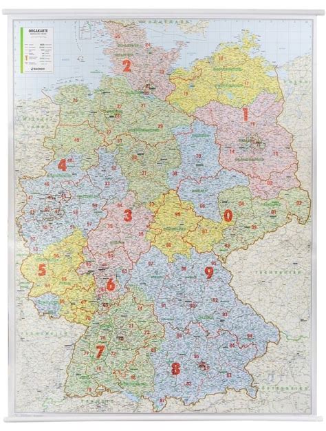 Niemcy Mapa Ścienna Administracyjna Drogowa Kodowa Orga Bacher 1700