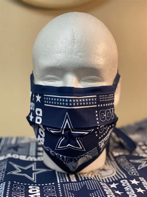 Dallas Cowboys Face Mask Con Alambre Nasal Tie Straps Etsy