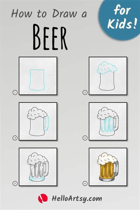 How To Draw A Beer 6 Steps Easy Beer Drawing Lesson For Kids Beer