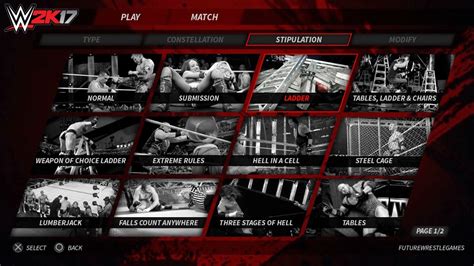 WWE 2K17 All Match Types Main Menu Gameplay PS4 XBOX ONE CONCEPT