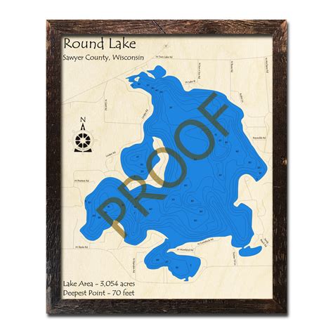 Kentuck Lake Wi Wood Map 3d Nautical Wood Charts