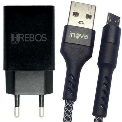 Carregador Micro USB V8 Carrega Rápido Combo Cabo Inova Tomada HREBOS