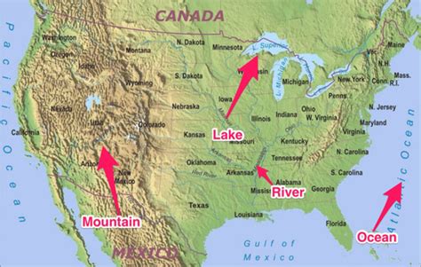 United States Map With Rivers And Lakes And Mountains - Printable Map