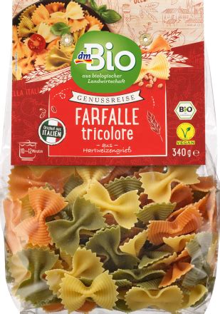 dmBio Nudeln Farfalle tricolore 340 g dauerhaft günstig online kaufen