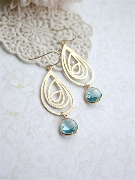 Aqua Blue Earrings Blue Wedding Earrings Something Blue Etsy Singapore