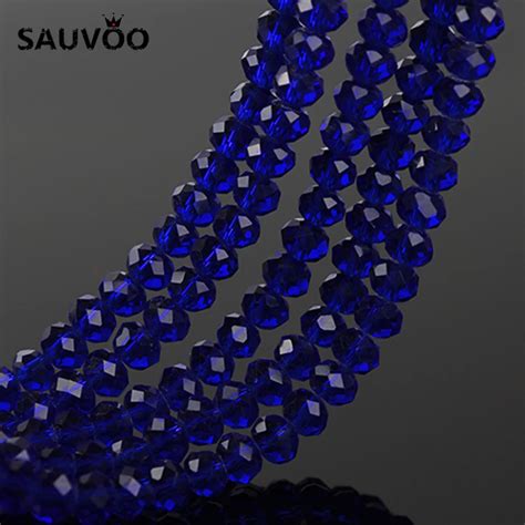 Sauvoo Hebras Lote De Cuentas De Cristal Azul Real Mm Mm Mm