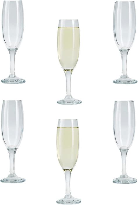 Lav Set Of 6 Champagne Flutes Long Steam Prosecco Glasses Sparkling Glasses 215 Cc