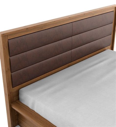 Buy Kosmo Cooper Queen Size Bed In Natural Teak Finish With Box Storage