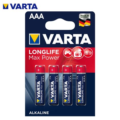 PACK 4 PILES ROND LONGLIFE MAX POWER AAA LR3 1 5V VARTA EGM