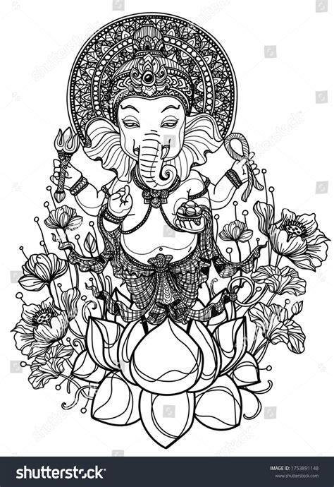 Hand Drawn Sketch Ganesh Chaturthi Black Stock Illustration 1753891148 ...