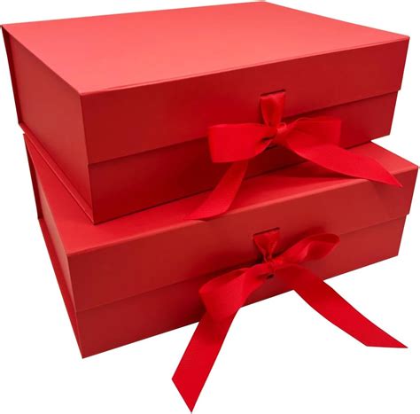 Waizhiua Pcs Luxury Magnetic Gift Box With Ribbon Extra Large Red