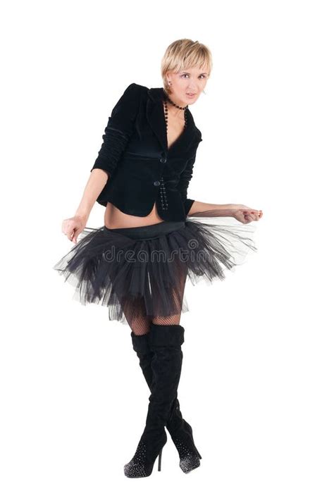 Sexuelle Blonde Frau Im Kurzen Rock Stockbild Bild Von Kleid Frau