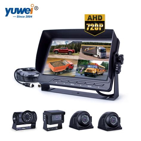 IP69K Waterproof Rearview Camera System With 7 Quad Screen Monitor For