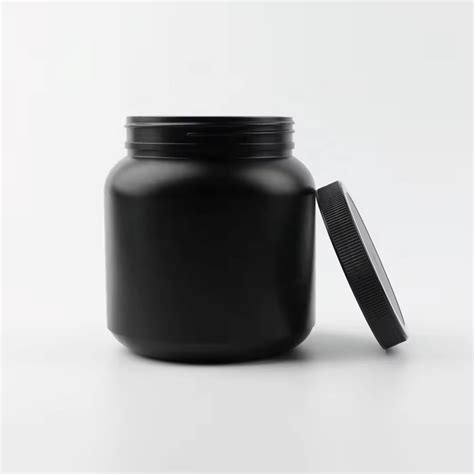 BPA Free HDPE Plastic Medical Bottle 1000cc Black Protein Powder Jars