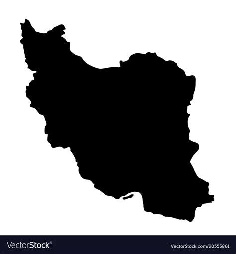 Black Silhouette Country Borders Map Of Iran Vector Image