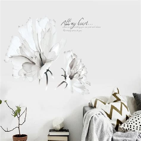 Buy Graceful White Flower Wall Sticker For Bedroom Diy