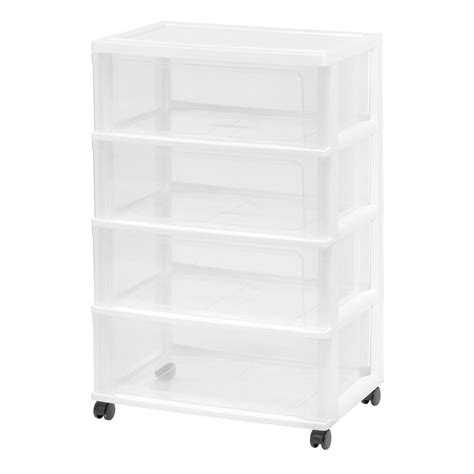 Iris 21 25 In X 33 81 In White Plastic Storage Cart With 4 Drawers