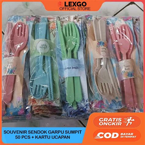 Jual BISA COD 50 Pcs Souvenir Pernikahan Set Alat Makan Sendok Garpu