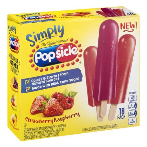 Popsicle Simply Strawberry And Raspberry Ice Pop Variety Pack 18 165 Fl Oz Pops Hy Vee