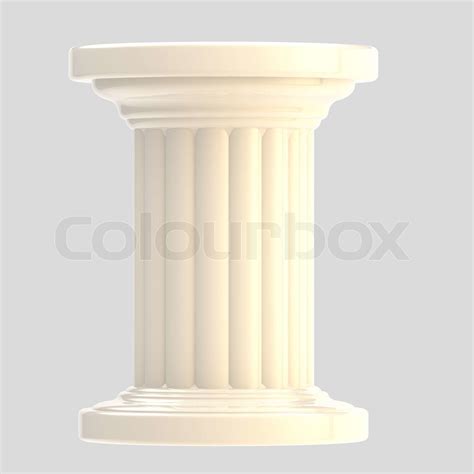 White Glossy Column Pillar Isolated On Grey Stock Image Colourbox
